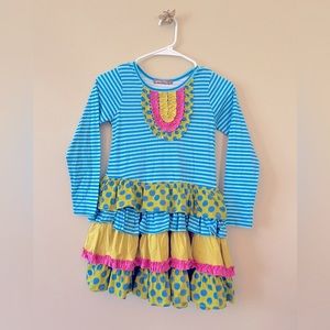 Jelly the Pug ruffle long sleeve dress